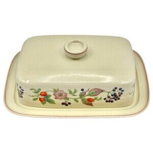 Wedgwood Roseberry Butter Dish Kitchen Dinning England Floral Large
